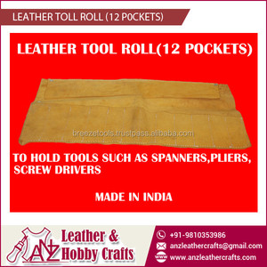 Leather <b>Tool</b> <b>Roll</b> Pouch (12 Pockets) | Heavy Duty Genuine Leather <b>Tool</b> Organizer for Spanners Pliers Screwdrivers & Hand <b>Tools</b> - Product Image 2