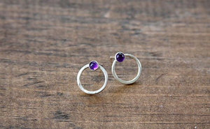 Bijoux indiens, boucles d'oreilles clous vintage en argent et améthyste, plaqué or/IR/argent/or OX, cadeau de fête, certifié par un tiers, Coszcalt - Product Image 2