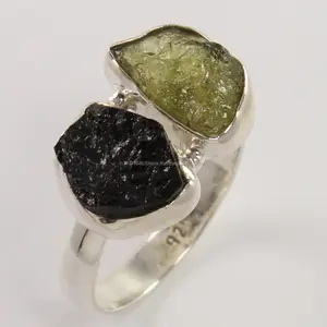 Ruwe Steen Zilveren Ring Groothandel Natuurlijke Edelsteen Sieraden Waarde 925 Zilveren Ring