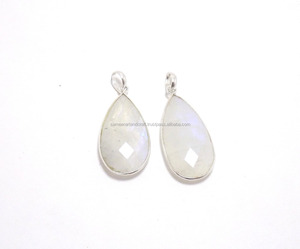 Natural White Rainbow <b>Moonstone</b> 12X16 mm Pear Jewelry <b>Pendant</b> - Product Image 2