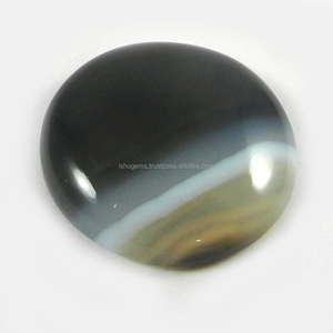 Sardonyx noir naturel rond cabochon 21X21mm Pierre précieuse de bonne qualité pour bijoux en argent Ishu Gems Modèle IG0437 - Product Image 1