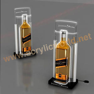 Soporte de exhibición de vino de una sola botella de acrílico cuadrado de fábrica con LED - Product Image 4