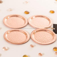 Sous-verres classiques en acier inoxydable faits à la main, couleur or rose, design métallique unique et durable, pour servir thé, café et boissons, ensemble pour la maison