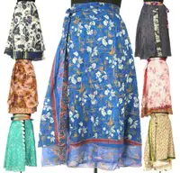 Silk Sari Wrap Around Skirt, Magic Two-Layer Skirts