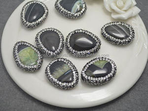 Perles en agate druzy en forme de goutte d'eau, pavé de cristaux, pierres précieuses, connecteur, pendentif, argent sterling 925 plaqué or - Product Image 2