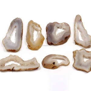 Rodaja de Ágata Natural Sin Pulir con Druzy, Orificio en el Medio, Blanca, 15-40 mm, Piedra Suelta de Super Calidad para Joyería y Moda - Product Image 3