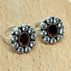 Design génial rouge cz_blanc CZ 925 bagues d'orteils en argent Sterling fabricant de bijoux indiens, bijoux en argent uniques - Product Image 1