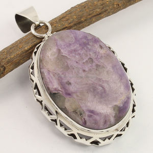 Handmade Artisan Cute Pendant Natural CHAROITE Gemstone Oval Shaped 925 Solid Sterling Silver Bezel Set Wholesale - Product Image 2