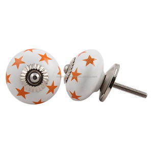 Handmade Wholesale Orange Star White Ceramic Round Cabinet Knob <b>Door</b> <b>Handles</b> Drawer Pulls Hardware Manufacturer Bulk Lot - Product Image 3