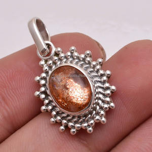 Pendentifs en pierre de soleil naturelle vente en gros de bijoux fins fabricant de pendentifs faits à la main en argent sterling 925 - Product Image 1