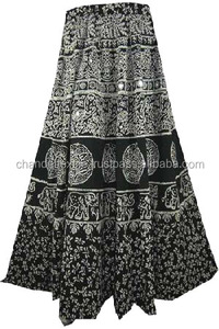 Ấn Độ Sanganeri In Váy Handmade Bông Dài Váy Boho Bọc Xung Quanh Mandala Sarong Khối Hippie Váy Váy Bán Buôn - Product Image 2