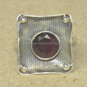 925พลอยโกเมนแท้แหวนตั้งขอบทำด้วยมือเงินแท้เครื่องประดับ unisex คลาสสิกแฟชั่นสำหรับงานแต่งงาน - Product Image 1