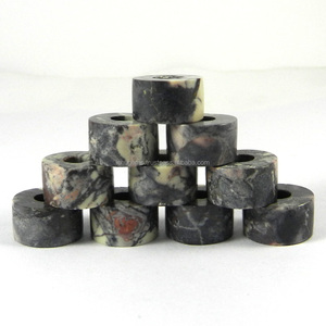 Cuentas de GEMA con agujero grande, 14x8x5mm, cuentas de neumático liso, cuentas de porcelana de jaspe, cuentas europeas para pulsera, IG0186 - Product Image 3