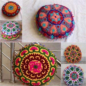 Indian Handmade Cushion <b>Cover</b> <b>Throw</b> Pillow Case Vintage Ethnic Suzani Embroidered Decorative Patchwork Handmade by Local Artists - Product Image 4