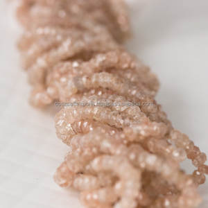 Perles Rondelle à facettes en Zircon, couleur Champagne, pierres précieuses naturelles - Product Image 2