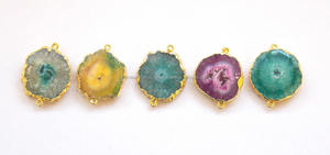 Connecteur de lunette en quartz solaire, pierre naturelle, plaqué or, 30mm - Product Image 4