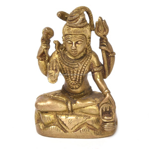 Statue de dieu en Bronze assis de seigneur Shiva en laiton indien fait à la main 3.8x2.1 pouces SMG-496 - Product Image 1
