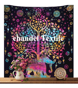 Psychédélique Céleste Éléphant Arbre Tapisseries Multicolore Tie Dye Gypsy Tenture Murale Bonne Chance Hippy Hippie Animal Imprimé Jeté - Product Image 2