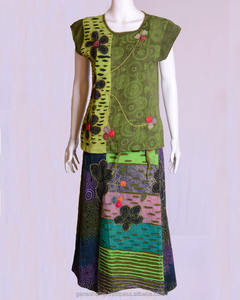 Vestido Maxi estampado con parches corte maquinilla de afeitar multicolor HHCS 125 C - Product Image 3