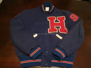 Tüm yün Varsity Letterman ceket \ yün yama H harfi ön logo kolej ceketi \ futbol \ beyzbol takımı abd erkekler erkek kolej ceketi