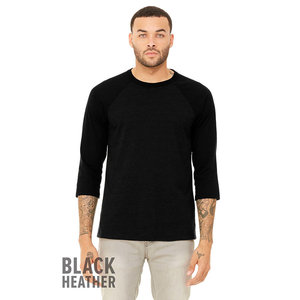 Mélange de coton polyester à manches 3/4, Raglan + toile unisexe, fait avec votre logo imprimé - Product Image 2