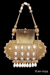 Haute qualité à la main 1032 métal pochette sac de soirée or argent perlé dames sac à main avec pierre travail pour une utilisation de fête nuptiale - Product Image 6