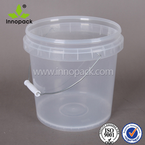 Cubo de plástico transparente de 10 litros con mango de alambre/metal y tapa - Product Image 3