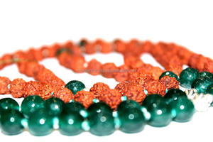 Collier Mala à Long gland en soie d'onyx vert de méditation de la meilleure qualité du japon, 108 perles de Mala de Rudraksha - Product Image 5