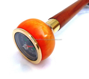 Bastón de latón hermoso náutico, bastón con mango de brújula de Color naranja, bastón/bastones de brújula antigua - Product Image 1