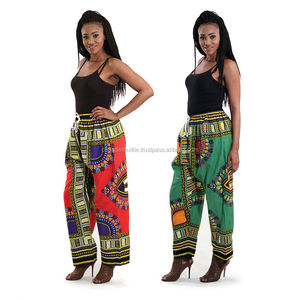 Dashiki กางเกงโยคะสตรีสไตล์โบโฮ,กางเกงขายาวมีกระเป๋าสไตล์โบโฮพิมพ์ลายสไตล์แอฟริกันกางเกงผ้าฝ้าย - Product Image 2