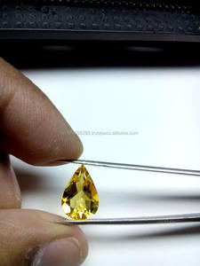 Piedra Preciosa de Citrino de Alta Calidad, Creada en Laboratorio, Hidrotermal, Color Amarillo Dorado, Forma de Pera, Facetada y Pulida - Product Image 2