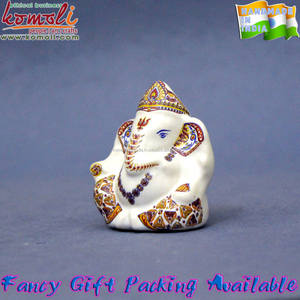 Statue de seigneur Ganesha en céramique blanche, 1 pièce, décoration de la maison - Product Image 4