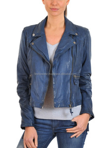 Blouson bombardier en cuir véritable pour femmes en gros 2015 2016 nouveauté mode vêtements d'extérieur élégants Design moderne matelassé respirant - Product Image 2