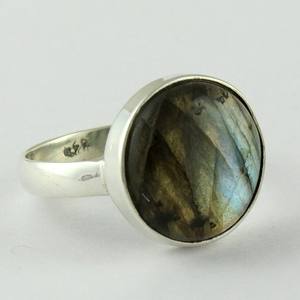 Anillo de Plata de Ley 925 con Diseño exótico de Fuego Azul, redonda labradorita, Plata hecha a mano, venta al por mayor - Product Image 1