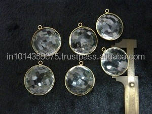 Vermeil-Colgante de Plata de Ley 925 y oro, joyería fina, Conector de piedras preciosas de cristal - Product Image 2