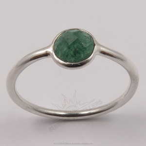 เครื่องประดับอินเดีย! 925ของแข็งสเตอร์ลิงมรกต (ย้อม) รอบตรวจสอบพลอยขนาดเล็กสวยแหวนทุกขนาดร้านของขวัญที่ดีที่สุด - Product Image 2