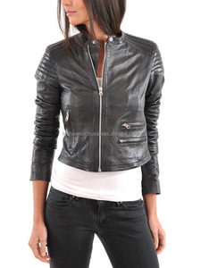 Chaqueta de cuero suave genuino negro para mujer Último diseño de moda Ropa de abrigo informal con estilo para todas las estaciones - Product Image 2