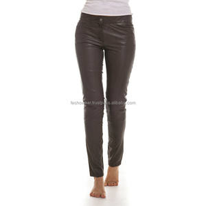 Pantalon en cuir véritable pour femmes de qualité supérieure Coupe régulière Taille élastique Streetwear plat Hiver Design élégant et confortable pour le quotidien - Product Image 1
