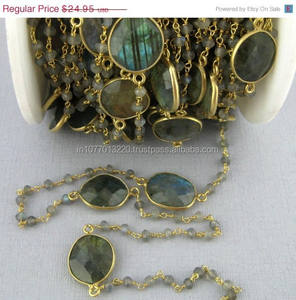 Chaîne de connexion à maillons en argent sterling avec labradorite et perles serties - Product Image 1