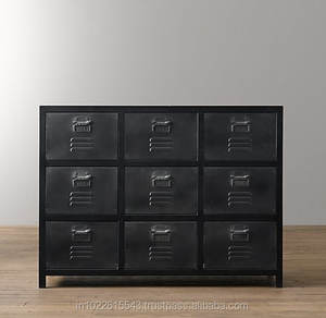 Industrial <b>Vintage</b> Metal Chest , Black Metal 9 Drawer Chest - Product Image 1
