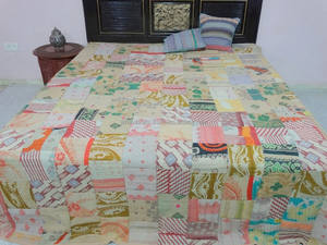 Queen Size Vintage Kantha Quilt Patchwork Kantha Blanket - Product Image 2