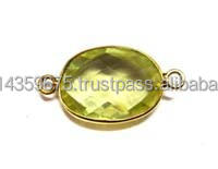 Lunette en quartz citron vermeil naturel sertie de connecteurs de pierres précieuses plaquées rhodium et or pour bijoux de fête - Product Image 5