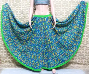 Volledige Swing Lange Traditionele Rajasthani Kali Designer Rok Vrouwen 100% Katoen Plus Size Volwassenen In-Voorraad Items