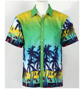 เสื้อชายหาดผ้าโพลีเอสเตอร์พิมพ์ซับลิเมชันทรงพอดีตัวเสื้อเชิ้ตผ้าโพลีเอสเตอร์สำหรับผู้ชาย - Product Image 1