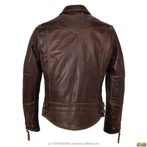 Chaqueta de cuero de vaca marrón 100% para hombre, chaqueta de cuero de vaca genuino, forro de poliéster, fabricante en Pakistán - Product Image 2