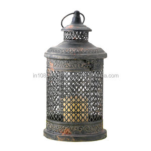 โคมไฟแก้วเคลือบโลหะโบราณแบบทำมือสำหรับตกแต่งสไตล์วินเทจของอินเดีย - Product Image 2