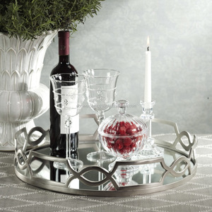 Elegant Silver <b>Mirror</b> Decorative <b>Tray</b> Stylish Centerpiece for Wine Glasses Candles Durable Design for Home and Parties - Product Image 1