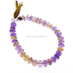 Cuentas de Piedra Natural Ametrina de Ishu Gems para la Elaboración de Joyería de Moda, 10 Pulgadas de Largo, 11 mm, Cuentas Facetadas de Color Morado - Product Image 2