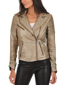 Chaqueta de Cuero Acolchada Entallada Moderna y Elegante para Mujer, Prenda Exterior de Color Metálico de Moda para Otoño, Estilo Casual - Product Image 2