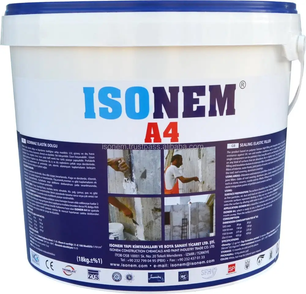 ISONEM A4 HIGH QUALITY ACRYLIC MASTIC FILLER, WATERPROOFING SEALANT, WATER BASED, READY TO USE, SIMPLE APPLICATION, FLEXIBLE